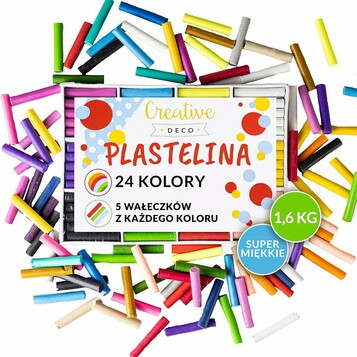 Creative Deco Plastelina dla dzieci 24 kolory 1600 g - duży zestaw do lepienia