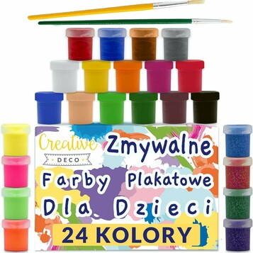 Creative Deco Farby plakatowe 24 kolory x 20 ml - zestaw dla dzieci