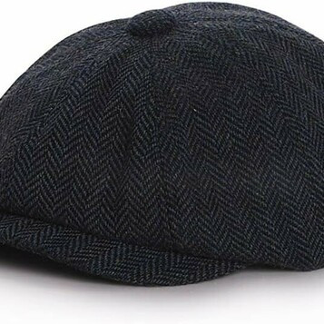 Anshili Beret dziecięcy niebieski, płaska czapka w paski, 51-54 cm