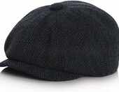 Anshili Beret dziecięcy niebieski, płaska czapka w paski, 51-54 cm – zdjęcie 1