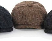 Anshili Beret dziecięcy niebieski, płaska czapka w paski, 51-54 cm – zdjęcie 2
