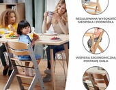 Kinderkraft Enock 3w1 - drewniane krzesełko do karmienia, naturalne – zdjęcie 5