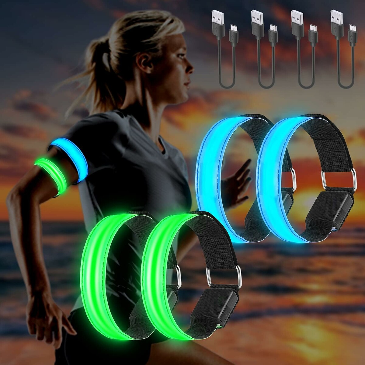 Komplet 4 odblaskowych Molbory LED USB (stan nowy)