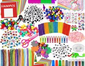FAMKEEP Zestaw kreatywny 1800 elementów - pompony, cekiny, guziki, perły dla dzieci – zdjęcie 1