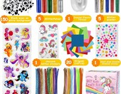 FAMKEEP Zestaw kreatywny 1800 elementów - pompony, cekiny, guziki, perły dla dzieci – zdjęcie 4
