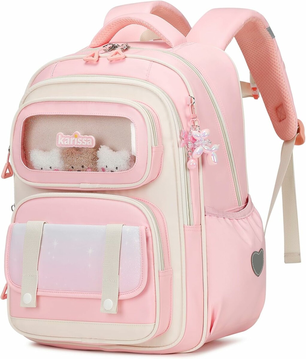 Tanou Plecak szkolny dla dziewczynki 20 l, ergonomiczny, różowy, 6 przegródek