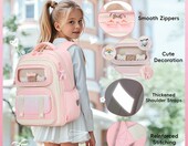 Tanou Plecak szkolny dla dziewczynki 20 l, ergonomiczny, różowy, 6 przegródek – zdjęcie 2
