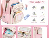 Tanou Plecak szkolny dla dziewczynki 20 l, ergonomiczny, różowy, 6 przegródek – zdjęcie 3