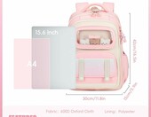 Tanou Plecak szkolny dla dziewczynki 20 l, ergonomiczny, różowy, 6 przegródek – zdjęcie 4
