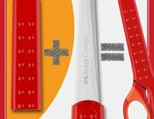 Faber-Castell Nożyczki szkolne z osłoną ostrza, zestaw 5 szt., czerwone – zdjęcie 2