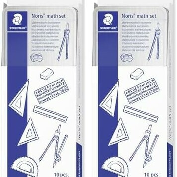 STAEDTLER Zestaw geometryczny szkolny w metalowym etui, 2x cyrkiel z akcesoriami