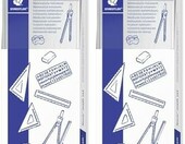 STAEDTLER Zestaw geometryczny szkolny w metalowym etui, 2x cyrkiel z akcesoriami – zdjęcie 1