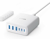 Anker stacja ładująca 6 portów 112 W – 3× USB-C, 3× USB-A, biała – zdjęcie 1