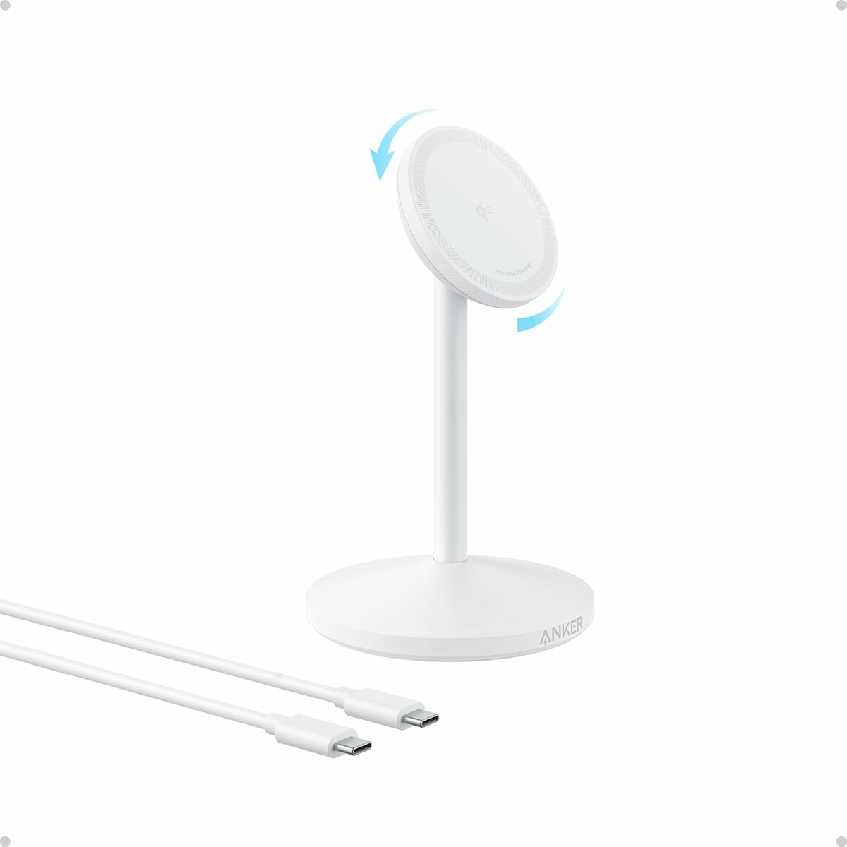 Anker MagGo stojak ładujący Qi2 15 W – zgodny z MagSafe, biały