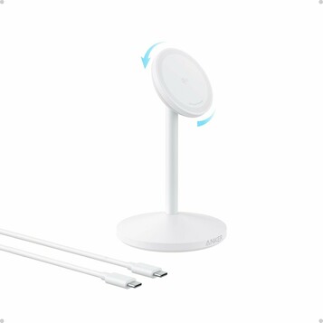 Anker MagGo stojak ładujący Qi2 15 W – zgodny z MagSafe, biały