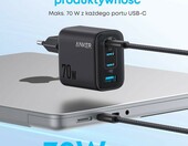 Anker Zolo ładowarka sieciowa 70 W – 3× USB-C + USB-A, czarna – zdjęcie 2