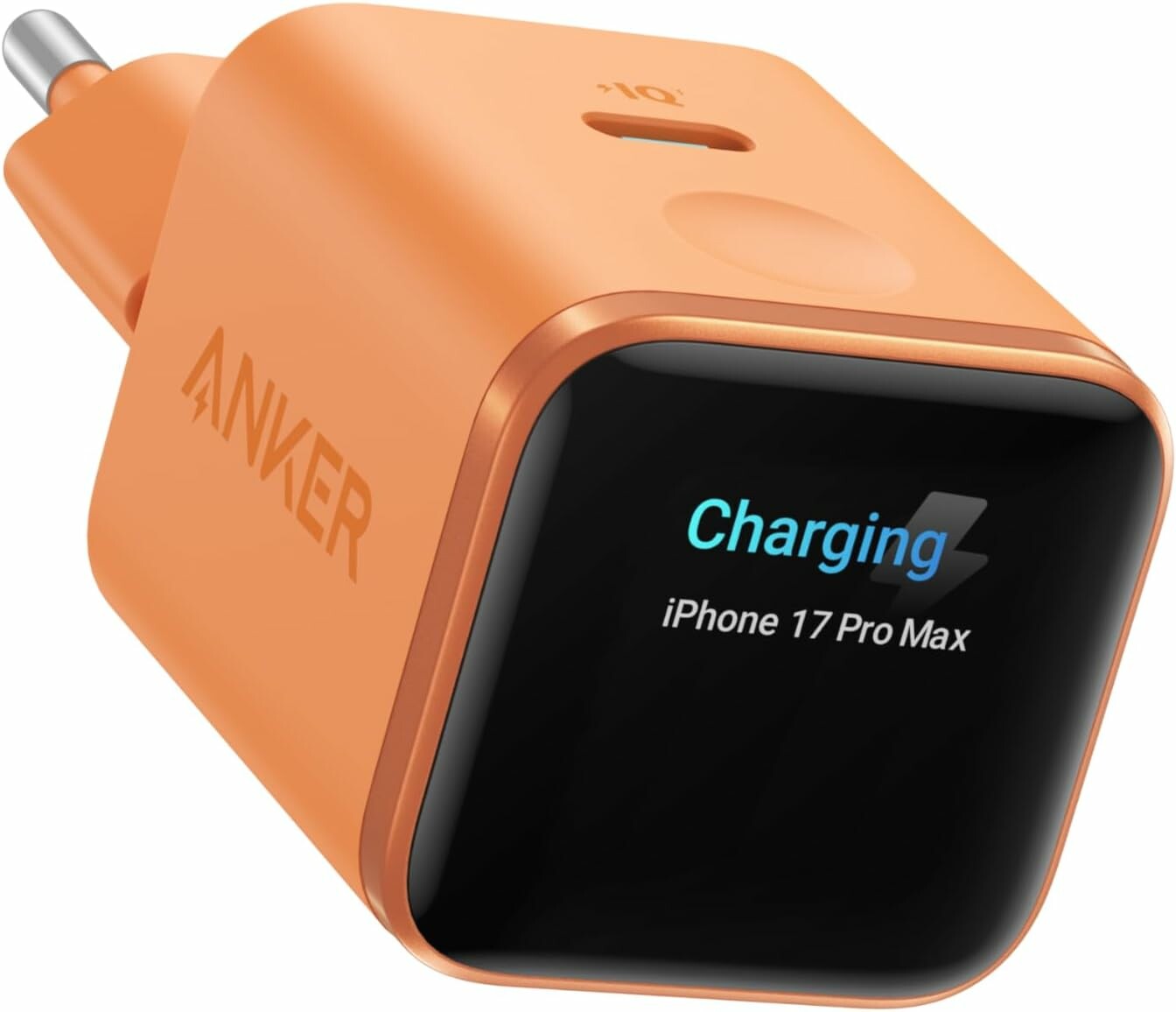 Anker Nano ładowarka USB-C 45 W GaN z wyświetlaczem, pomarańczowa
