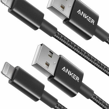 Anker kabel USB-A Lightning 2 szt. 1 m, nylon, MFi, czarny