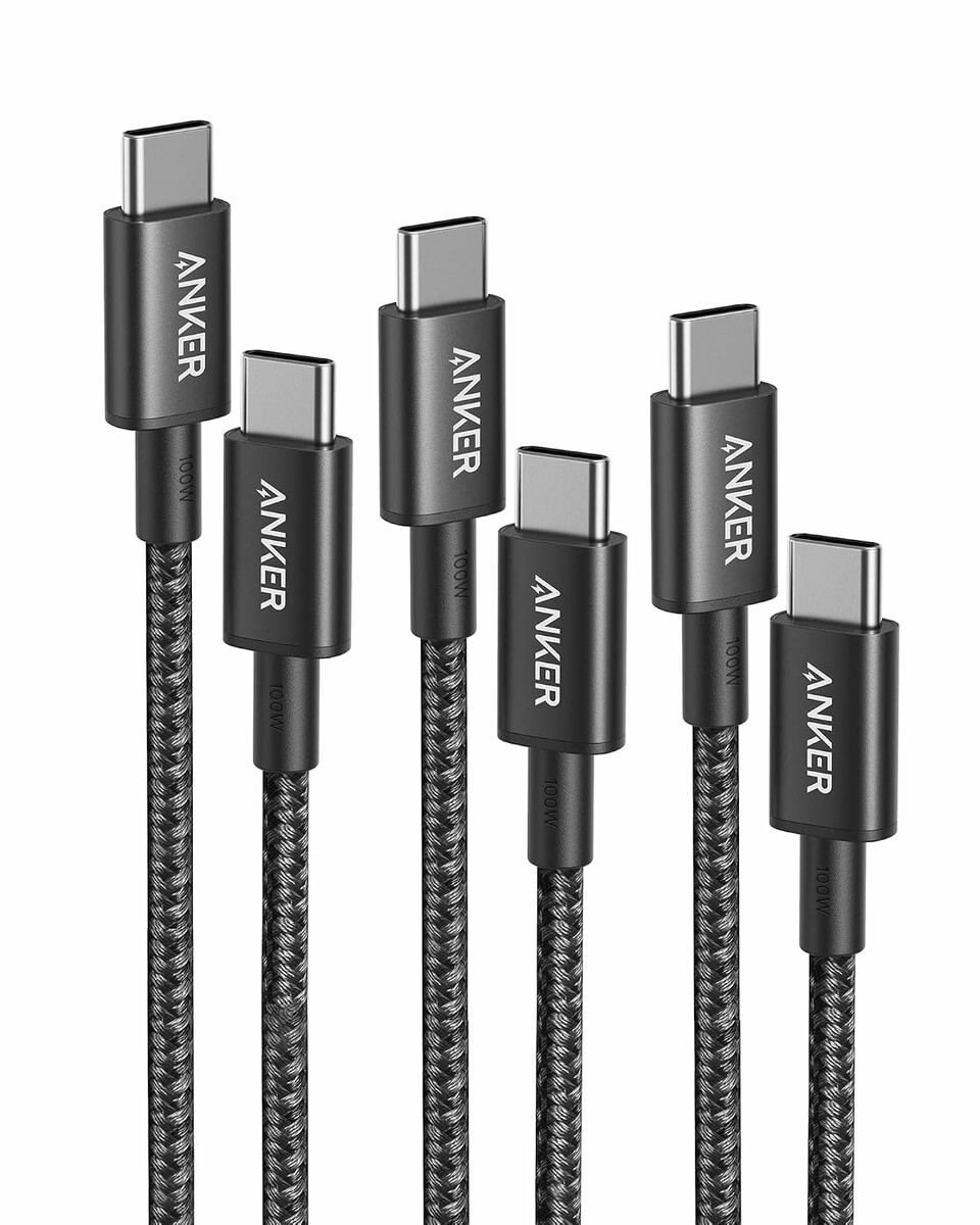 Anker 333 zestaw 3 kabli USB-C 100 W, 1 m + 1,8 m + 3 m, czarny