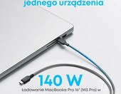 Anker kabel USB-C 2w1 140 W, rozdzielacz na dwa urządzenia, 1,2 m, biały – zdjęcie 4