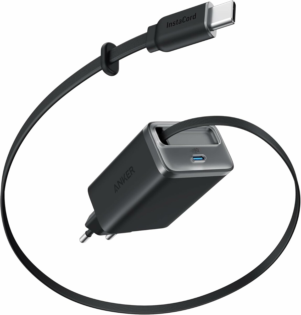Anker Nano ładowarka USB-C 35 W z wysuwanym kablem InstaCord, czarna