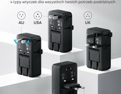 Anker Nano adapter podróżny 5w1, 4 porty USB, ponad 200 krajów, czarny – zdjęcie 2