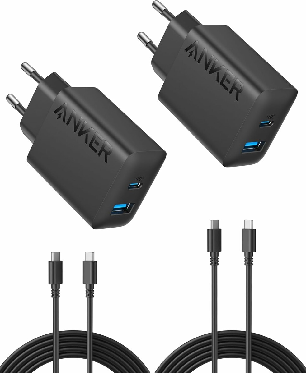 Anker zestaw 2x ładowarka USB-C 20 W + kabel 1,5 m, czarna
