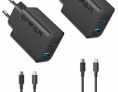 Anker zestaw 2x ładowarka USB-C 20 W + kabel 1,5 m, czarna – zdjęcie 1