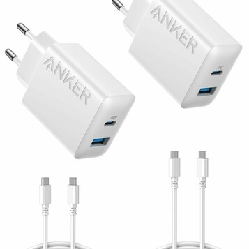 Anker zestaw 2x ładowarka USB-C 20 W + kabel 1,5 m, biała