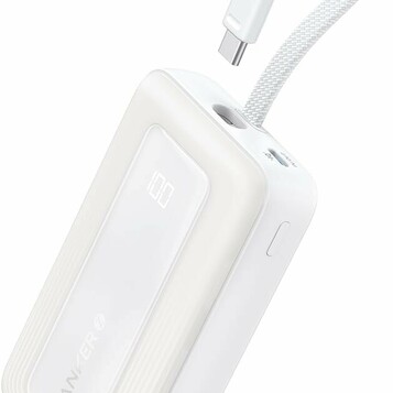 Anker Zolo powerbank 10000 mAh z kablem USB-C, 30 W, biały
