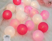 Lampki kulki bawełniane LED do pokoju dziecięcego – łańcuch 3,3 m, 20 szt., róż – zdjęcie 1