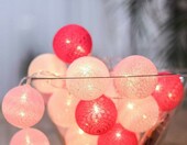 Lampki kulki bawełniane LED do pokoju dziecięcego – łańcuch 3,3 m, 20 szt., róż – zdjęcie 2