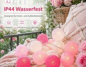 Lampki kulki bawełniane LED do pokoju dziecięcego – łańcuch 3,3 m, 20 szt., róż – zdjęcie 3
