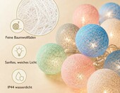 Lampki kulki bawełniane LED do pokoju dziecięcego – łańcuch 3,3 m, 20 szt., róż – zdjęcie 4