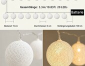 Lampki kulki bawełniane LED do pokoju dziecięcego – łańcuch 3,3 m, 20 szt., róż – zdjęcie 5