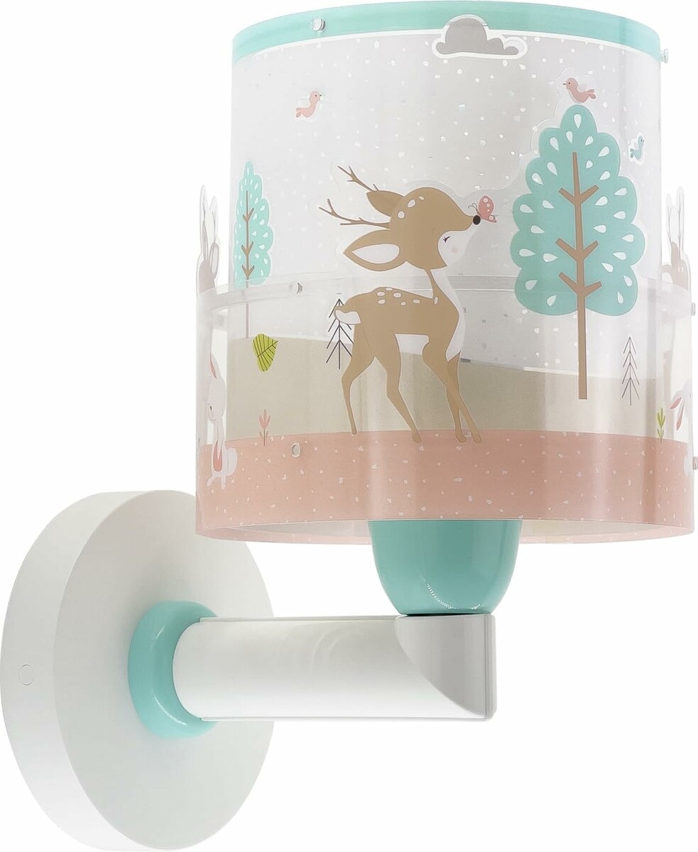 Kinkiet dziecięcy Dalber Loving Deer – lampa ścienna z sarenką, różowa