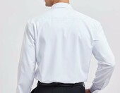 HISDERN koszula męska z długim rękawem, bambus, biała, nie wymaga prasowania – zdjęcie 4