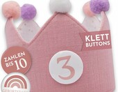 BJORKI Korona urodzinowa dla dziecka z muślinu, regulowane cyfry 1-10 – zdjęcie 1