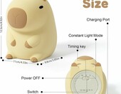 Lampka nocna dla dziecka Kapibara – silikonowa, dotykowa, ładowana USB – zdjęcie 2