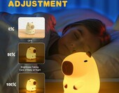 Lampka nocna dla dziecka Kapibara – silikonowa, dotykowa, ładowana USB – zdjęcie 5