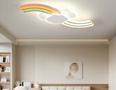 Lampa sufitowa dziecięca LED 62 cm – chmury i tęcza, pilot, ściemnianie – zdjęcie 1