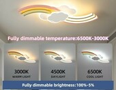 Lampa sufitowa dziecięca LED 62 cm – chmury i tęcza, pilot, ściemnianie – zdjęcie 2