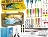 RISEMART zestaw przynęt sztucznych 148 elementów z pudełkiem, wobler, spinner, jigi – zdjęcie 1