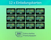 Zaproszenia na 10. urodziny dziecka 12 szt. – kolorowe karty graffiti – zdjęcie 4