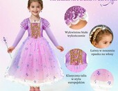 AOOWU Kostium księżniczki dla dziewczynki, fioletowy, 7 elementów – zdjęcie 4