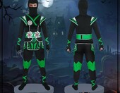 BSBUY Kostium Ninja dla dzieci, zielony, uniseks, 13 elementów – zdjęcie 5