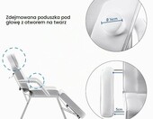 BarberPub Fotel Kosmetyczny 3-strefowy – fotel do masażu i tatuażu, biały – zdjęcie 5