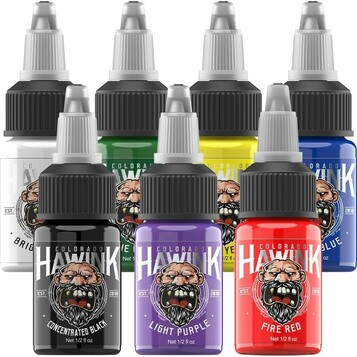 HAWINK Tusz do Tatuażu 7 Kolorów – zestaw pigmentów 7x15 ml