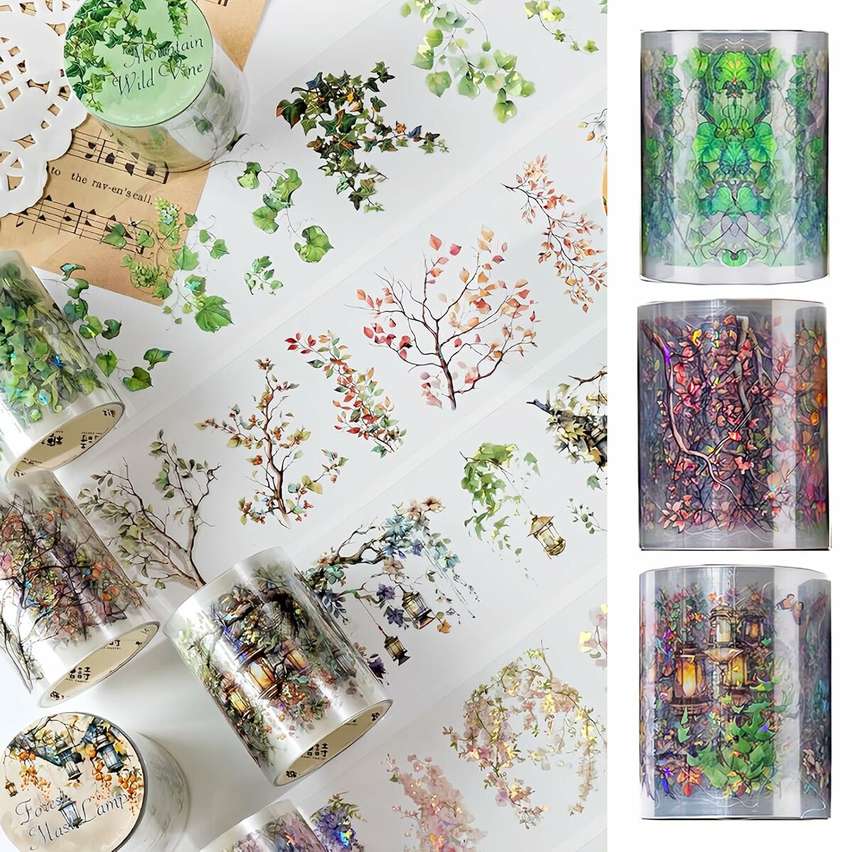 DabbOo – naklejki kwiatowe do scrapbookingu, 3 rolki PET