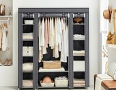 SONGMICS Szafa do sypialni tekstylna 150x45x175 cm, szara – zdjęcie 2